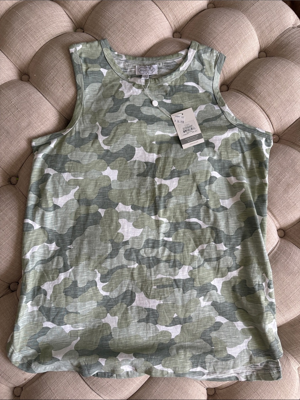Mud Pie Green Camo Tank Top